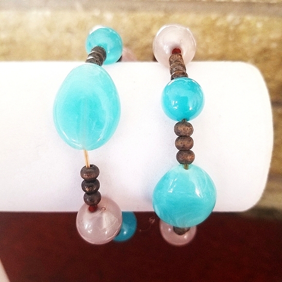 Blue & Brown Beaded Bracelet Set (2) - Picture 5 of 11